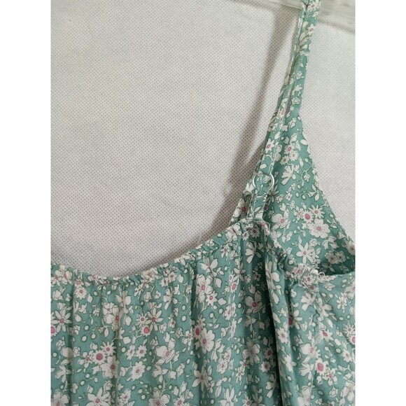 Zaful Tank Sz 4 Small Green Floral Ruffled Pleated Button Adjustable Straps - Picture 7 of 10